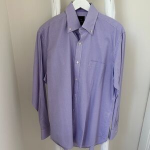 Tailorbyrd Men's Gingham Purple Button-Down Shirt Long Sleeve Size Large